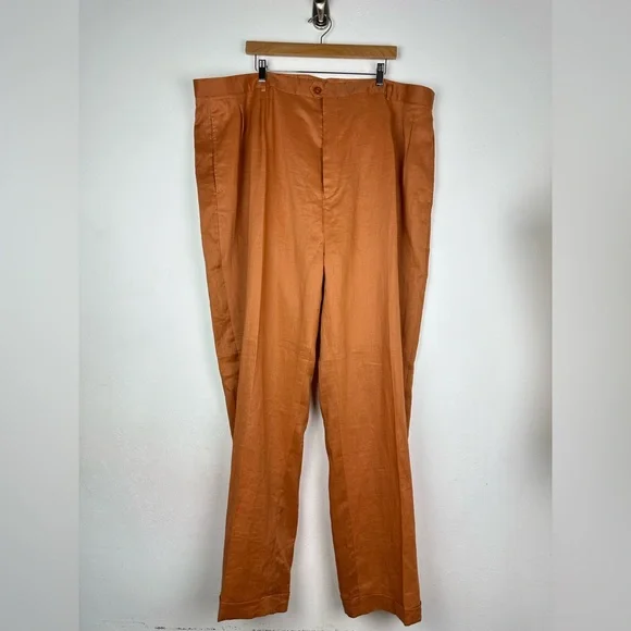 Daniel Ellissa 100% Linen Short Sleeve Men’s Top 4XL Pants 48x34 Rust Suit Set